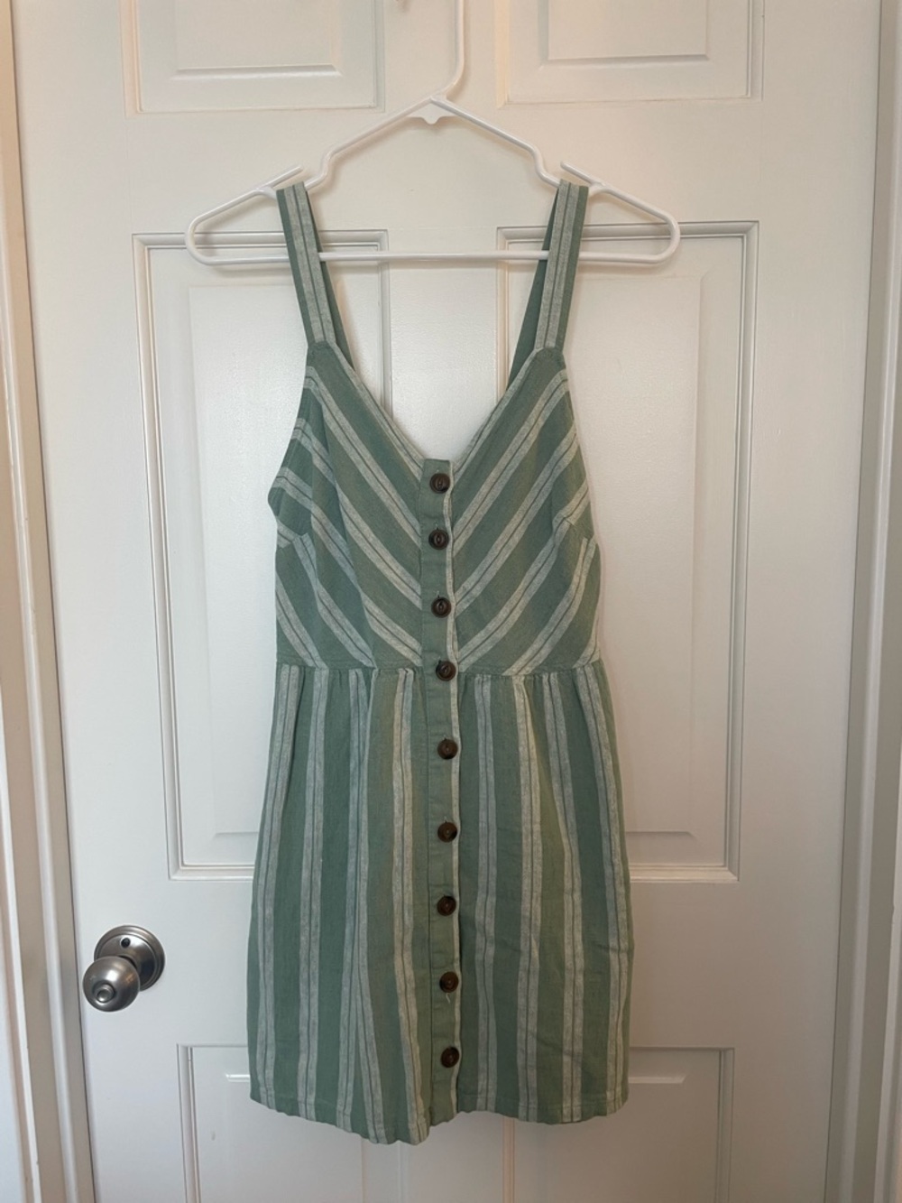 Universal Thread Green Striped Button-Front Mini Dress